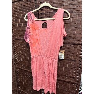 Mudd Coral‎ Cold Shoulder Dress Womens Large Keyhole Back Sleeveless